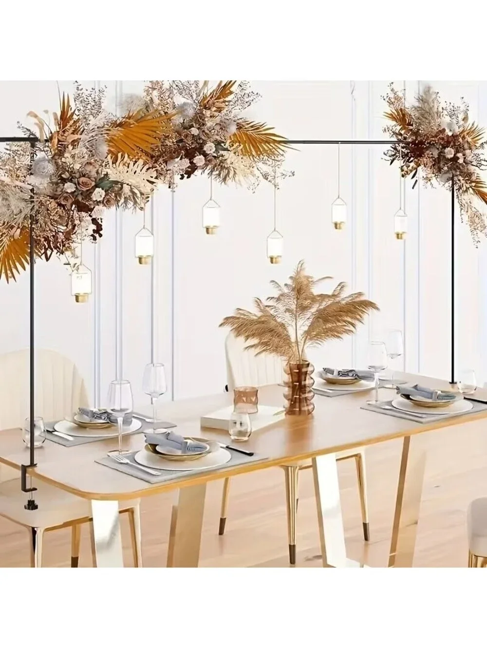 Adjustable Metal Backdrop Stand 94.5in Table Arch Frame for Wedding Party Decor